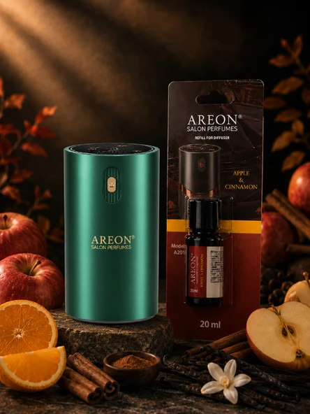 Areon Aromatik Difüzör Yeşil (Klasik Metal) + Apple Cinnamon ürün görseli 1