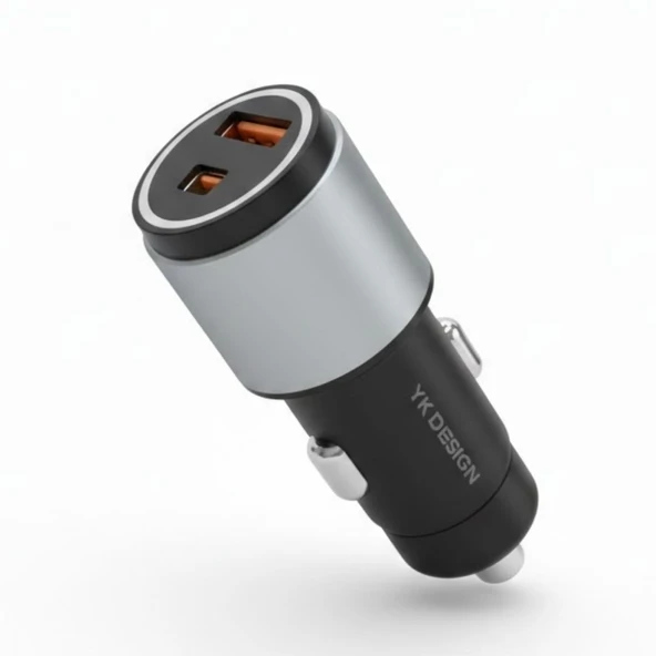 Araç İçi Çakmaklığa TakılanType-C ve USB Girişli 2 Portlu Hızlı Şarj Adaptörü (5224) ürün görseli 1