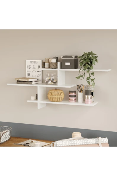AYZ Dekoratif Duvar Rafı Kitaplık Rafı Çok Amaçlı Ahşap Salon Ofis Çalışma Odası Duvar Kitaplığı Cenoa B ürün görseli 1