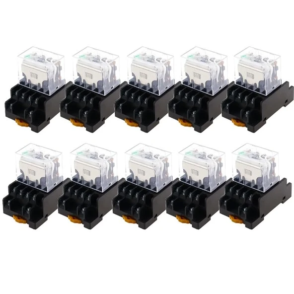 NURII 10Set LY4NJ HH64P, 10A Güç Rölesi Bobini 4PDT Soket Tabanlı, AC 110V 220V DC 12V DC 24V 14PIN(DC12V) ürün görseli 1