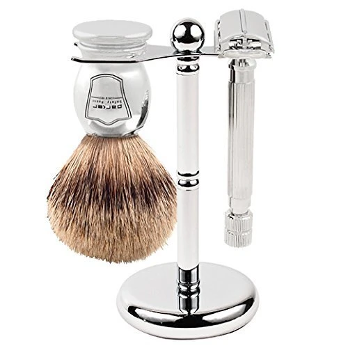 Parker Jiletli Tıraş Makinesi 82R Tıraş Makinesi Tıraş Seti - Saf Porsuk Fırçası, Stand ve Parker 82R Ağır Kelebek Tıraş Makinesi içerir ürün görseli 1