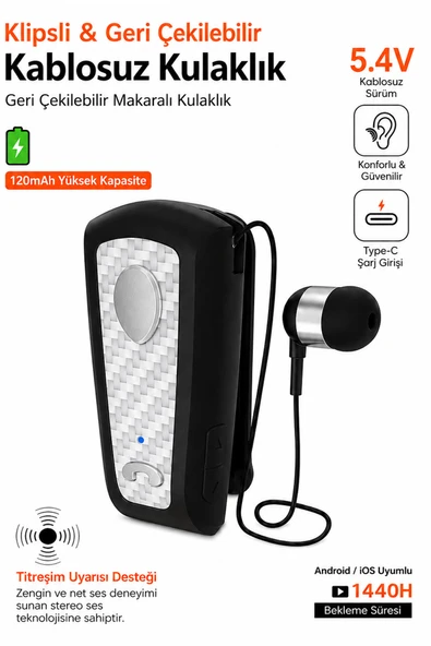 Titreşimli Kablosuz Makaralı Kulaklık Titreşimli Bluetooth Kulaklık 15 Saat ürün görseli 1