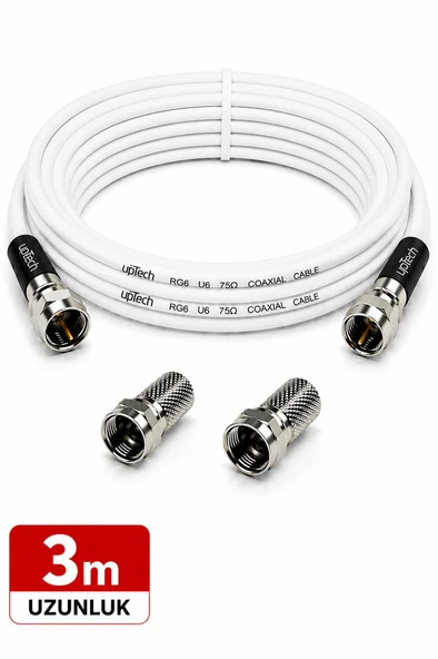 UPTECH HD Uydu Anten Kablosu 3 Metre F Konnektörlü Full HD 4K TV Kablosu ürün görseli 1