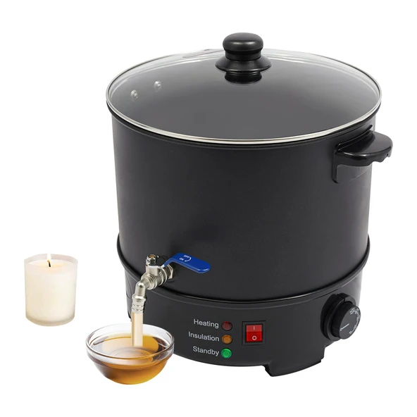 Wiyuer Balmumu Eritici 10L Paslanmaz Çelik Balmumu Eritme Potası Elektrikli Balmumu Eritici 50-100°C Sıcaklık Kontrol Cihazı ve Termostat ile DIY Hediyeler için Mumlar Dudak Balsamı ürün görseli 1