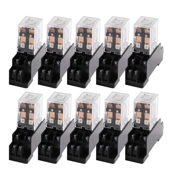 NURII 10Set LY2NJ HH62P HHC68A-2Z, Elektronik Mikro Mini Elektromanyetik Röle, 10A 8PIN Bobin DPDT, Soket Tabanlı DC12V,24VAC110AC220V(DC,48V) ürün görseli 1