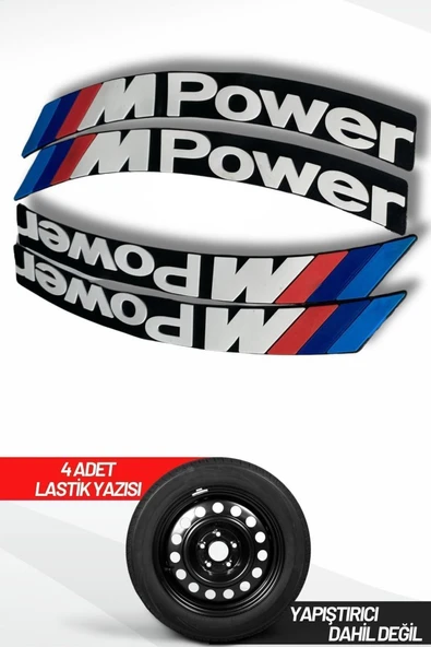 M Power Motosiklet Ve Otomobil Araç 3d Oto Lastik Yazısı Sticker Arma 4 Adet ürün görseli 1