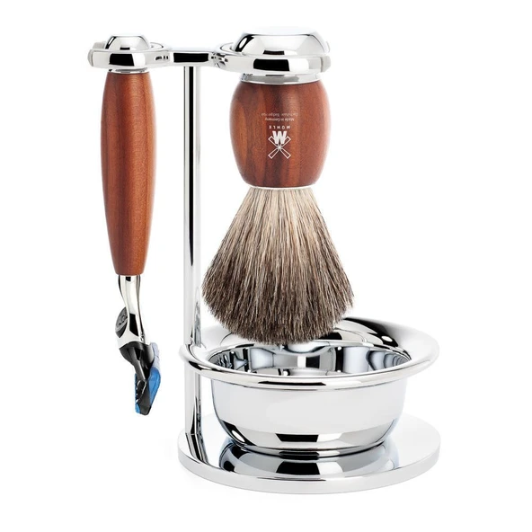 MÜHLE kaseli tıraş seti - Vivo serisi - saf porsuk kılı - Gillette bıçaklarla uyumlu - erik ağacı ürün görseli 1