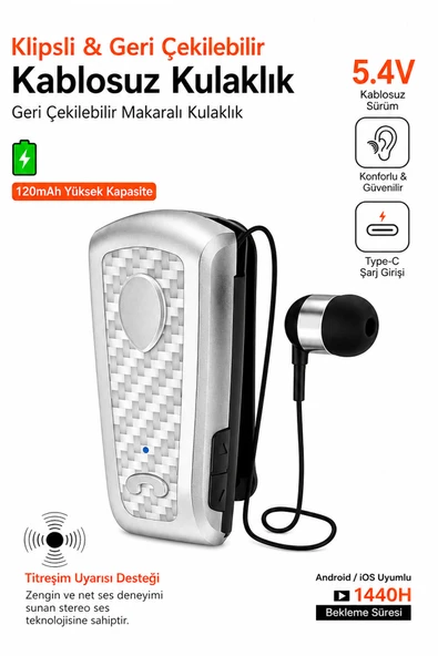 Titreşimli Kablosuz Makaralı Kulaklık Titreşimli Bluetooth Kulaklık 15 Saat ürün görseli 1