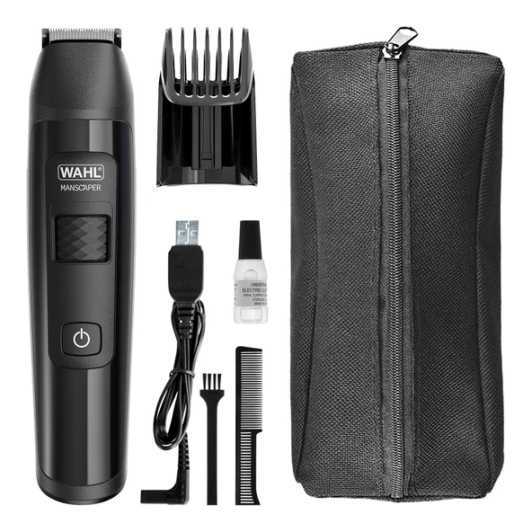 Wahl Manscaper Lityum Derin ve Vücut Düzeltici, Tamamen Su Geçirmez, Islak/Kuru Kullanım, Akıllı Trim Teknolojisi LED, Güvenli Dokunmatik Kalem Bıçakları, Şarj Edilebilir, Siyah ürün görseli 1