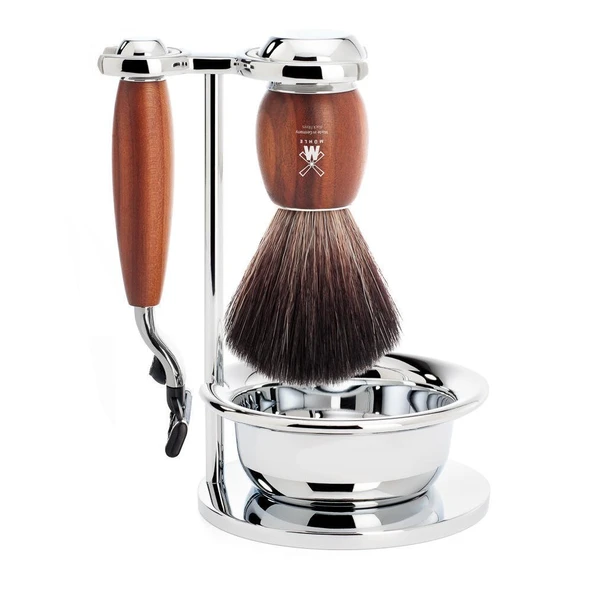 MÜHLE kaseli tıraş seti - Vivo serisi - Siyah Fiber - Gillette bıçaklarıyla uyumlu - erik ağacı ürün görseli 1