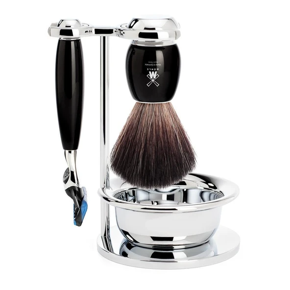 MÜHLE kaseli tıraş seti - Vivo serisi - Siyah Fiber - Gillette bıçaklarıyla uyumlu - siyah değerli reçine ürün görseli 1