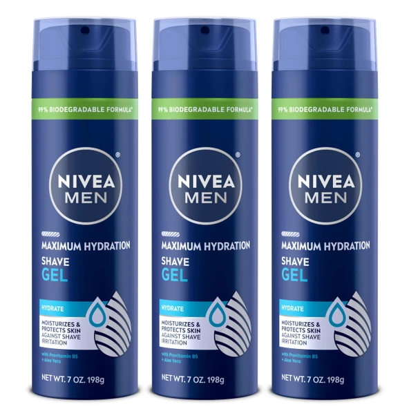 Nivea Men NIVEA Men Maksimum Nemlendirici Nemlendirici Tıraş Jeli - kuru ciltler için - 7 ons kutu (3'lü paket) ürün görseli 1