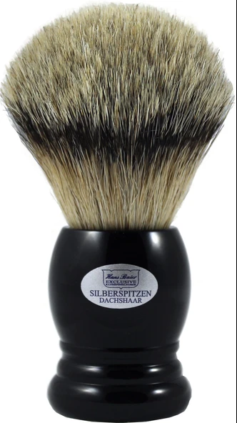 Hans Baier Exclusive XL tıraş fırçası gerçek gümüş uçlu porsuk kılı - siyah saplı boyut 4, 88 g ürün görseli 1