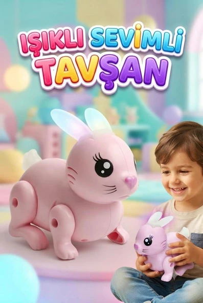 Işıklı ve Hareketli Sevimli Tavşan – Eğlence Dolu Oyun Arkadaşı Eğitici İnteraktif Hareketli Oyuncak ürün görseli 1