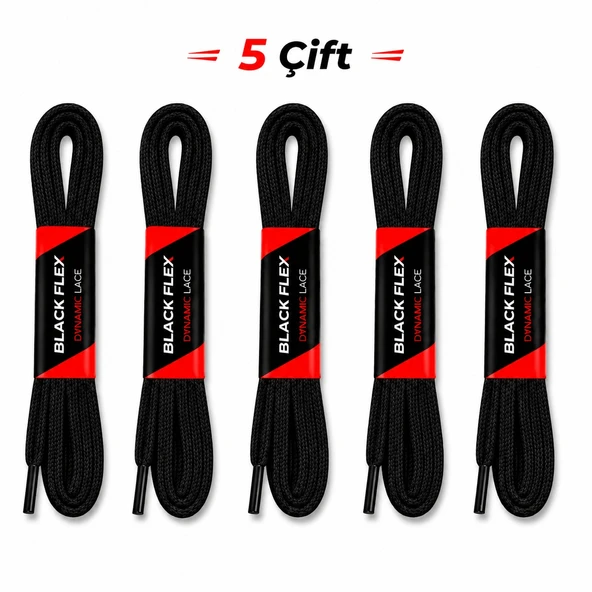 BLACK FLEX TRES ACTİVE BAĞCIK SİYAH SERİ 5 ÇİFT SİYAH BAĞCIK ürün görseli 1