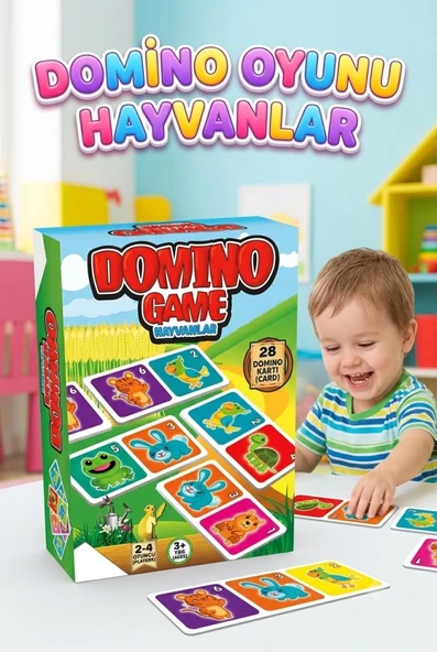 Domino Oyunu Hayvanlar – Eğlenceli Eşleştirme Kartları 28 Adet Domino Kartlı Eğitici Kutu Oyunu ürün görseli 1