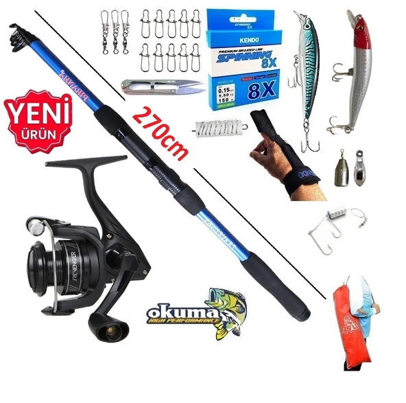 Okuma Revenger Rv-4000A 270cm 50-150gr Travel Tele Maket Balık Spin Olta Takımı Seti ürün görseli 1