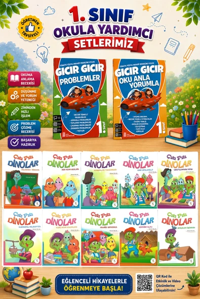 1 .Sınıf Oku Anla Yorumla + Problemler + Çıtı Pıtı Dinolar Hikaye Seti ürün görseli 1