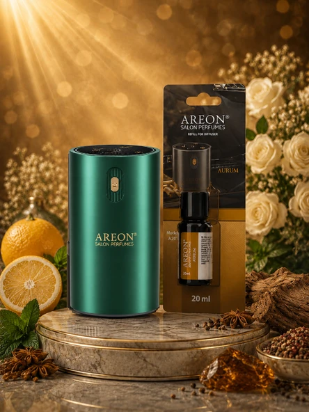 Areon Aromatik Difüzör Yeşil (Klasik Metal) + Aurum ürün görseli 1