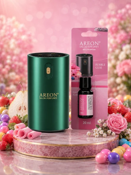 Areon Aromatik Difüzör Yeşil (Klasik Metal) + Bubble Gum ürün görseli 1