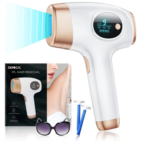 Dorzu ZKMAGIC lazer epilasyon 9 enerji seviyesi ve 3 fonksiyon HR/SC/RA, 999.900 ışık atımı ile Kadınlar, erkekler, koltuk altı, bacaklar, vücut için ağrısız epilasyon lazeri ürün görseli 1
