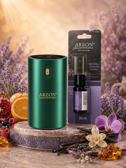 Areon Aromatik Difüzör Yeşil (Klasik Metal) + Patchouli Lavender Vanilla ürün görseli 1