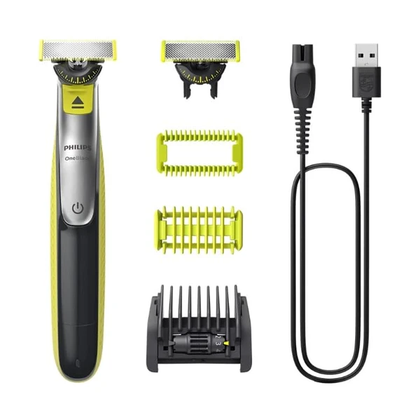 Philips OneBlade 360 ​​​​Gerçek Sakal Düzeltici, Yüz ve Vücut için Tıraş Makinesi ve Elektrikli Tıraş Makinesi, 3 x 360 Bıçak, 4 Bebek Sakal Tarağı (1,2,3,5mm), 1 Gövde Seti, QP2834/31 ürün görseli 1