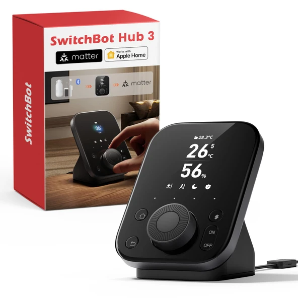 SwitchBot Hub 3, Madde Destekli Akıllı Ev Hub'ı, Akıllı IR Bluetooth Uzaktan Kumanda, WiFi Termometre ve Higrometre (2,4 GHz'i destekler), Alexa, HomeKit, Google Home, IFTTT ile uyumlu ürün görseli 1