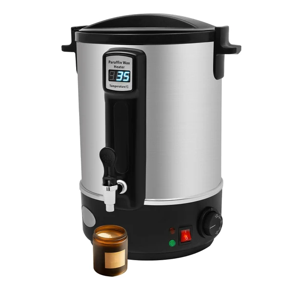 Paslanmaz çelik ağda ısıtıcısı, 12 litre kapasiteli, ağda eritme kabı, 30-100 °C sıcaklık kontrolü, musluklu ve LCD ekranlı ürün görseli 1