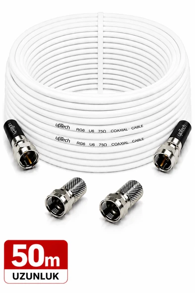UPTECH HD Uydu Anten Kablosu 50 Metre F Konnektörlü Full HD 4K TV Kablosu ürün görseli 1