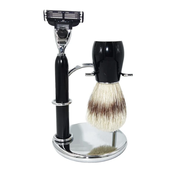 ROHCGHC Tıraş Fırçası Standı, Jilet Tutucu, Erkekler için Pratik Tıraş Fırçası Standı, Moda Klasik Tıraş Fırçası Tutucu Seti, 3 Katlı Tıraş Köpüğü Bardağı, Sabunluk, Bakım Aleti Seti ürün görseli 1