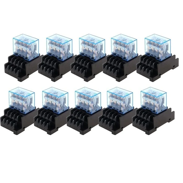 NURII 10 adet, LY4NJ HH64P, 10A Güç Rölesi Bobini 4PDT Soket Tabanlı, AC 110V 220V DC 12V DC 24V, 14PIN(DC12V) ürün görseli 1