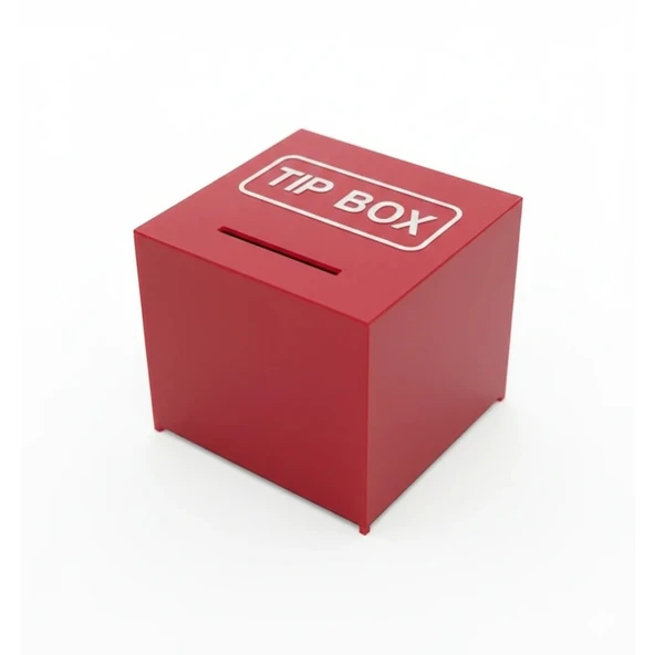 Kare Tipbox - Bahşiş Kutusu Kırmızı - 14x14xh13cm ürün görseli 1