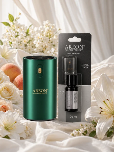 Areon Aromatik Difüzör Yeşil (Klasik Metal) + Silver Linen ürün görseli 1