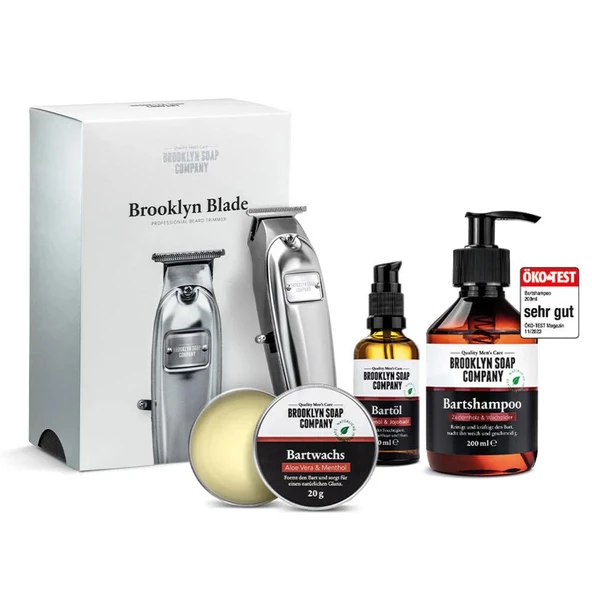 Brooklyn Soap Company Uzman Sakal Paketi - Brooklyn Blade USB-C sakal düzeltici, sakal yağı, sakal şampuanı ve sakal mumu içeren set - erkekler için yüksek kaliteli sakal bakım seti ve hediye seti ürün görseli 1