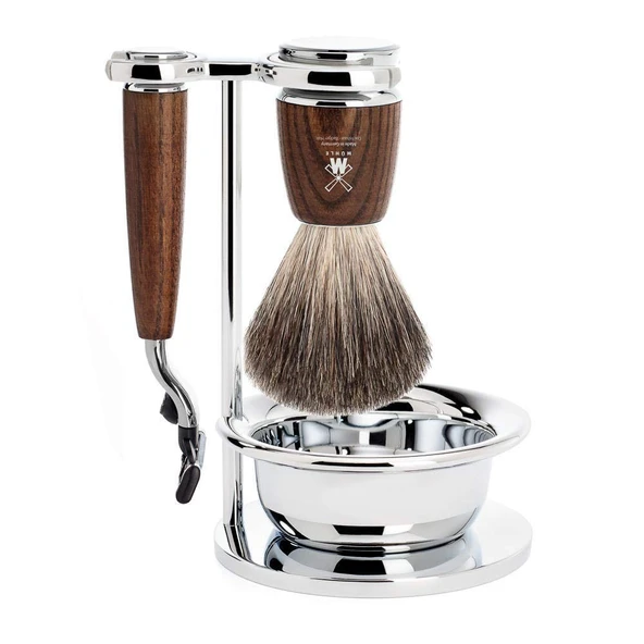MÜHLE tıraş seti - Rytmo serisi - saf porsuk kılı - Gillette bıçaklarla uyumlu - koyu dişbudak ağacı ürün görseli 1