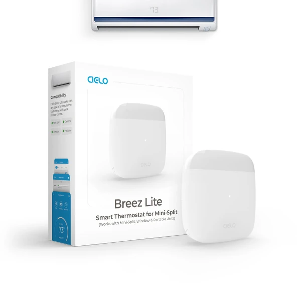 Breez Lite | Mini Split, Pencereli, Portatif Klimalar ve Isı Pompaları için Akıllı AC Kontrol Cihazı | Ücretsiz uygulama, abonelik yok | Alexa, Google, Siri Kısayolları, SmartThings, IFTTT (Beyaz) ürün görseli 1