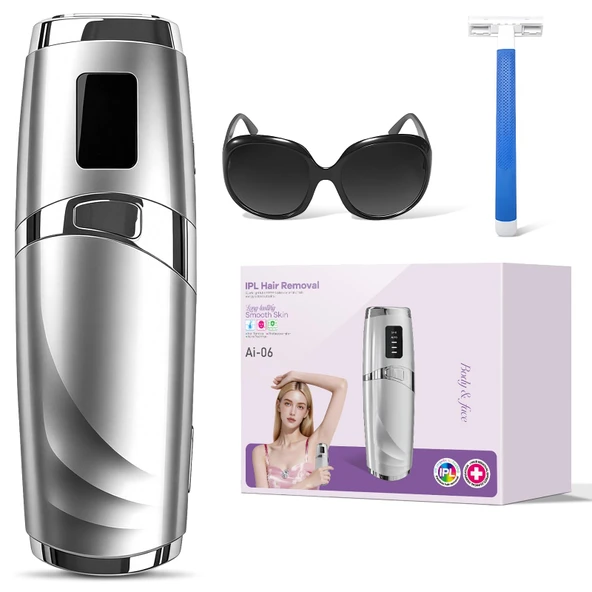 IPL cihazları epilasyon lazeri, kadın epilatörü, lazer epilasyona alternatif, ev için epilatör IPL epilasyon cihazı, vücut, yüz, bikini bölgesi ve koltuk altı için, gümüş ürün görseli 1