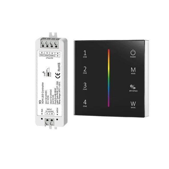 TADZKKIWM 1 ADET T24 86 Duvara Monte 2.4GRF 4 Bölge RGB/RGBW Cam Plaka Dokunmatik PWM Uzaktan Kumanda Karartma Denetleyicisi LED Şeritler/COB (T24-B ve V3 RGB) ürün görseli 1