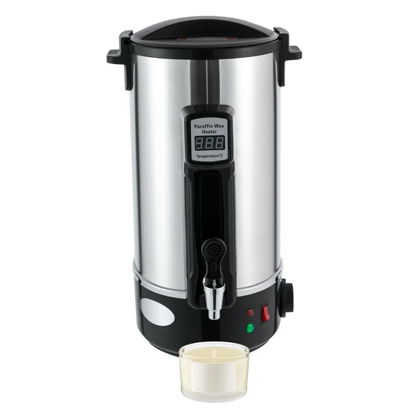Mumlar için Balmumu Eritici 10.8L Elektrikli Balmumu Eritme Potası Paslanmaz Çelikten yapılmış, LED Dijital Ekranlı, Sıcaklık 30-110°C arasında Ayarlanabilir DIY Mum Yapımı için Hızlı Isıtma ürün görseli 1