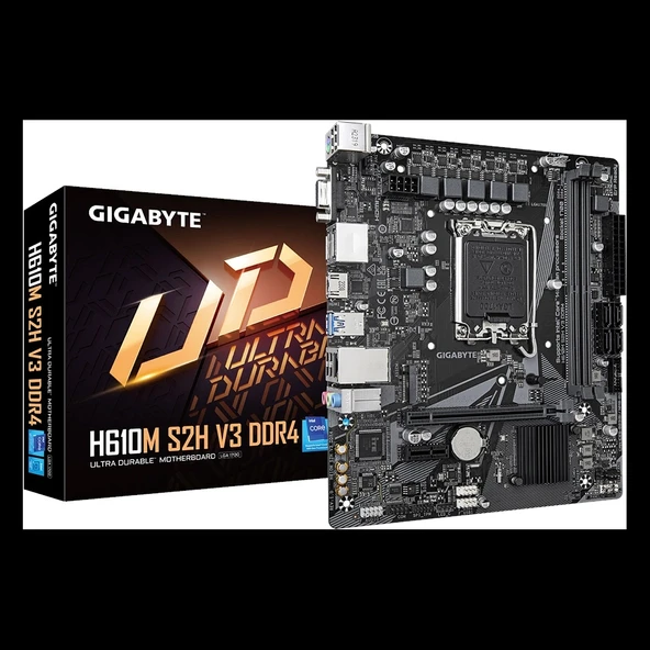 GIGABYTE H610M S2H V3, DDR4, rev1.0, 2xDDR4, M.2, D-SUB, HDMI, DP, 12-13.14.Nesil, LGA1700 Soket, Anakart ürün görseli 1