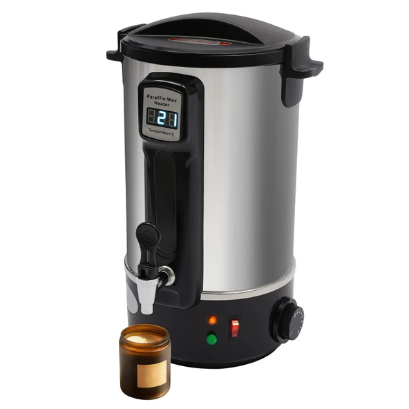 Balmumu Eritici 12L Elektrikli | Musluklu ve LED ekranlı paslanmaz çelik eritme potası | Soya mumu/balmumu için 1100W hızlı ısıtma (30-100°C) | Dahil. karıştırma kaşığı ve aşırı ısınma koruması ürün görseli 1
