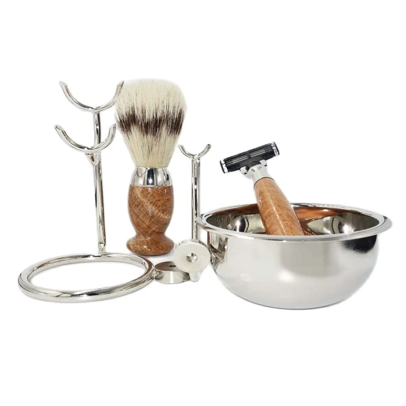 SFQEVHRZ Jilet tutucu, jilet standı, erkekler için pratik tıraş fırçası standı, doğal taş saplar, sabunluk, tıraş standı, erkekler için lüks 3 katlı tıraş bıçağı seti ürün görseli 1