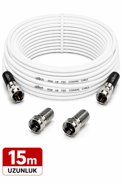 UPTECH HD Uydu Anten Kablosu 15 Metre F Konnektörlü Full HD 4K TV Kablosu ürün görseli 1