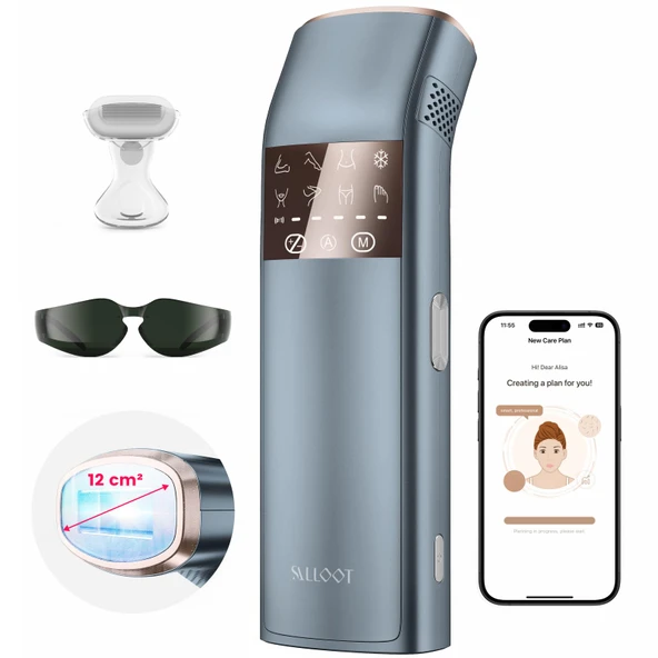 Üçlü darbeli IPL cihazı epilasyon, kadınlar ve erkekler için 12cm² safir buz soğutmalı lazer epilasyon, yüz, bikini, kasık bölgesi için evde ağrısız, kalıcı epilasyon için 3°C ürün görseli 1