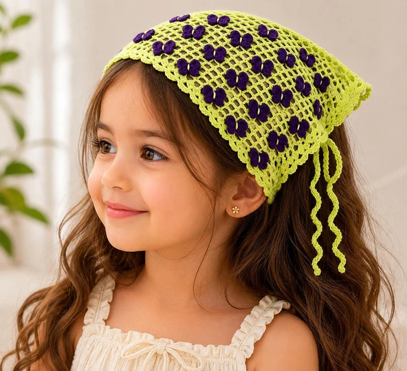 El Örgüsü Kız Çocuk Kelebekli Bandana ürün görseli 1