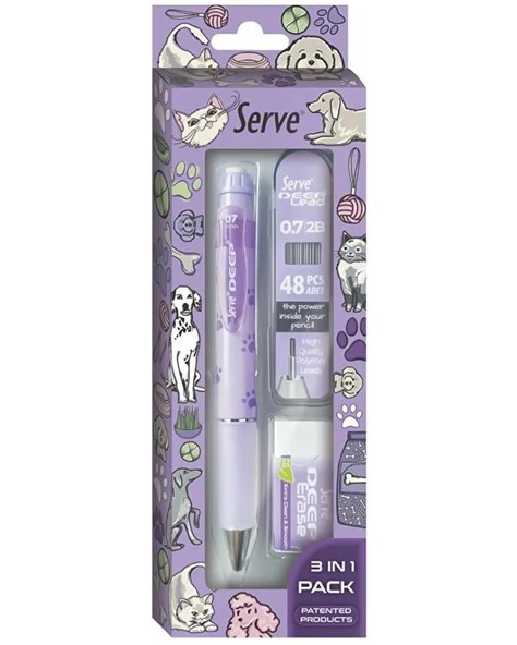 Serve Deep Doğa Temalı Mekanik Versatil 3 lü Set Mor Pati ürün görseli 1