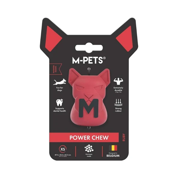 M-Pets Power Chew Kauçuk Köpek Ödül Oyuncağı Ruby Xs ürün görseli 1