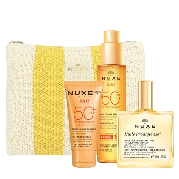 Nuxe Güneş Bakım Seti - Bronzlaştırıcı Güneş Yağı SPF50 150 ml + Güneş Kremi SPF50 + Kuru Yağ 50 ml ürün görseli 1
