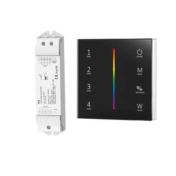 TADZKKIWM Akıllı T24 86 Duvara Monte 2.4GRF 4 Bölge RGB/RGBW Cam Panel Dokunmatik PWM LED Şeritler/COB için Uzaktan Kumanda Dimmer Denetleyicisi (T24-B ve V4 RGBW) ürün görseli 1